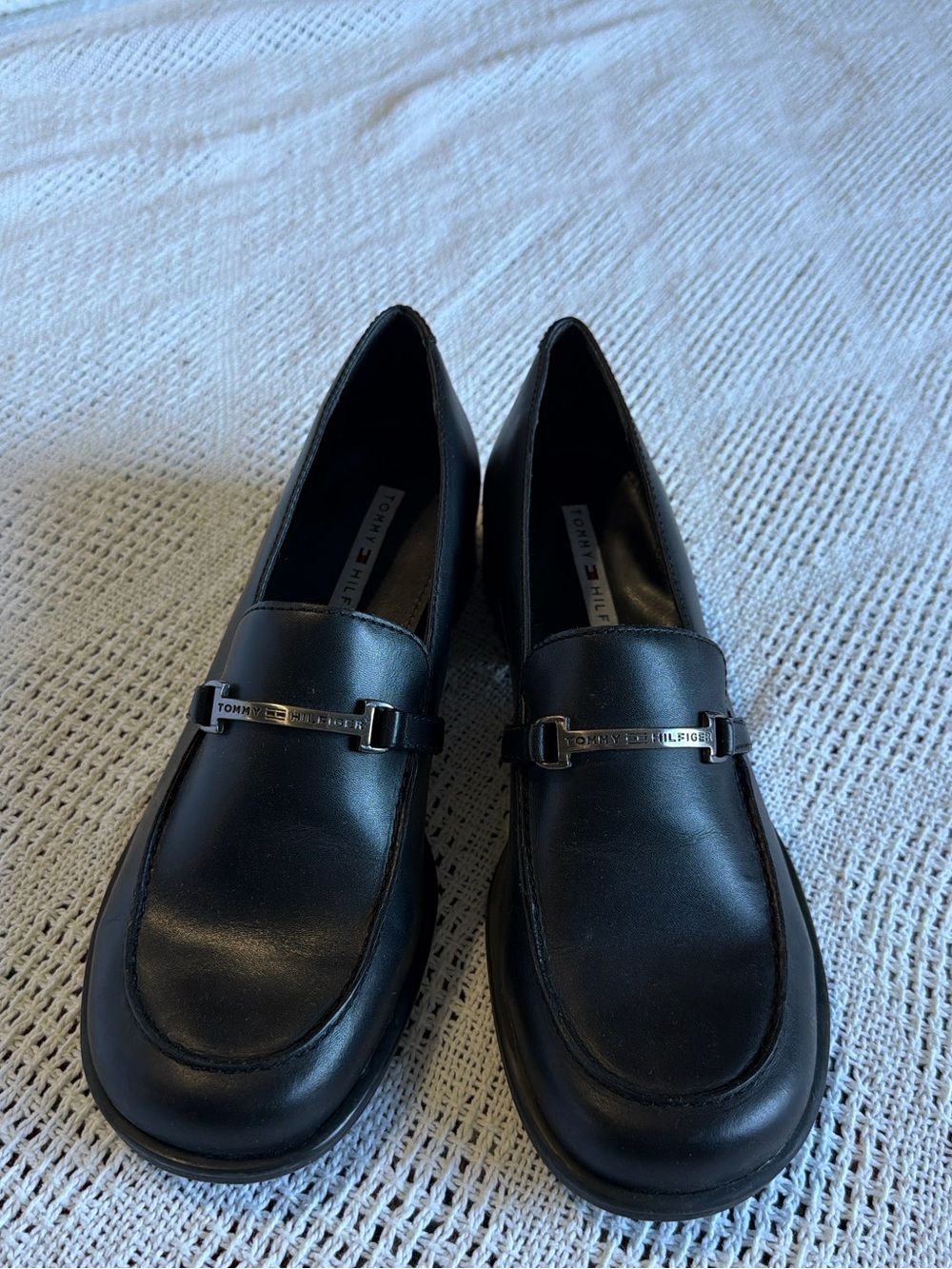 Tommy Hilfiger Black Leather Bit Loafers